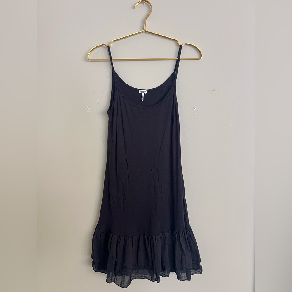 Splendid Black Strap Dress/Tunic with Ruffled Hem